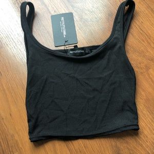 Black Ribbed Scoop Neck Crop Top